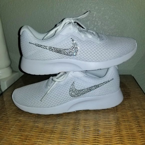 Bling Nike Tanjun White Sneakers - Blinged Out - Picture 8 of 11